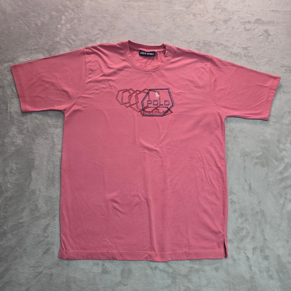 Polo Sport Ralph Lauren Pink Graphic Logo T-Shirt Women Short Sleeve Crew Neck